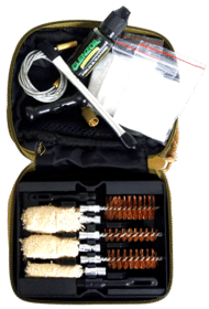 Clenzoil Multi-Caliber Shotgun 9 Piece Cleaning Kit in case features field and range gun oil